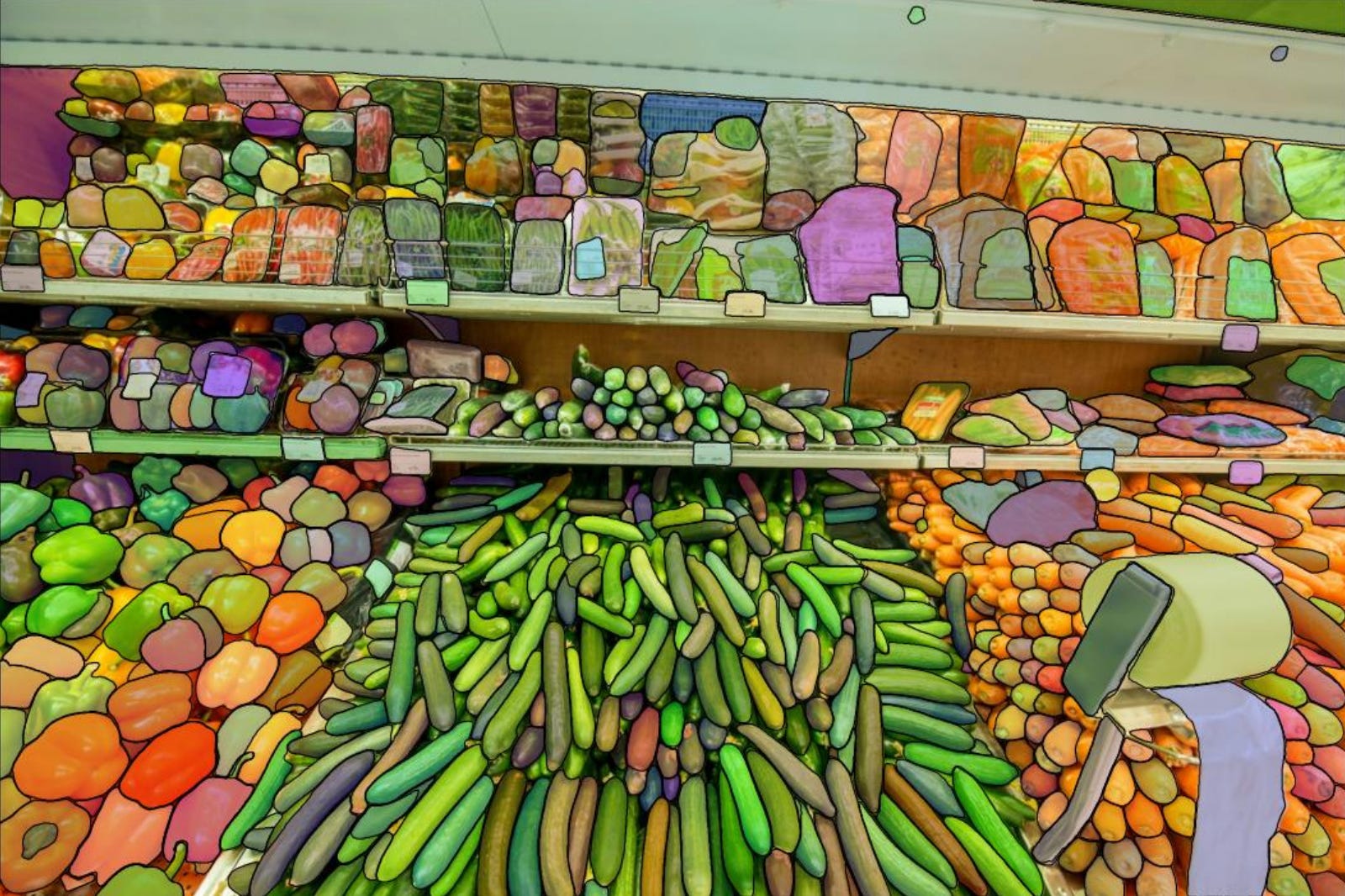 Instance segmentation in the editable canvas